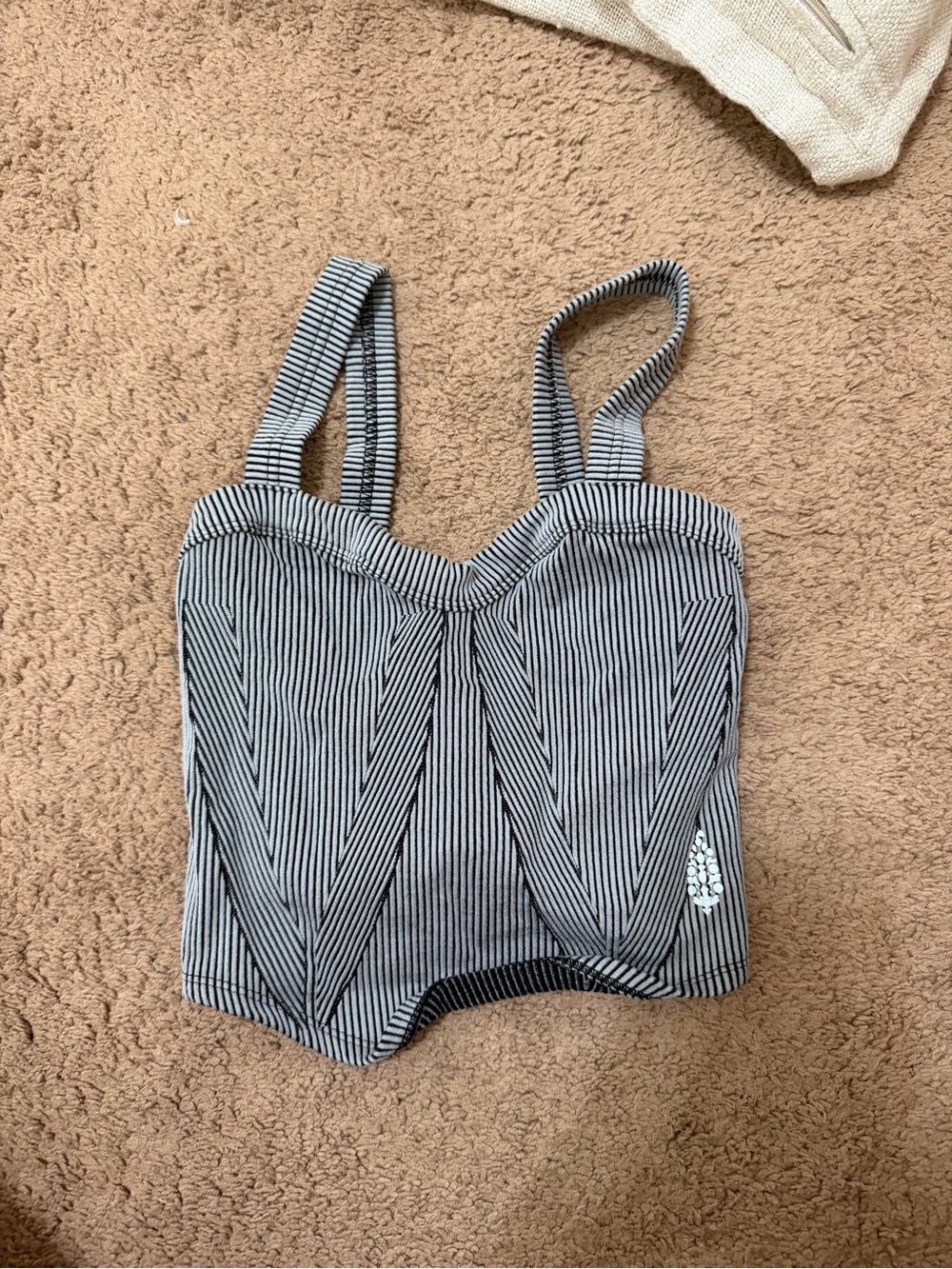 FP Movement by Free People Black and White Striped Bustier Crop Top